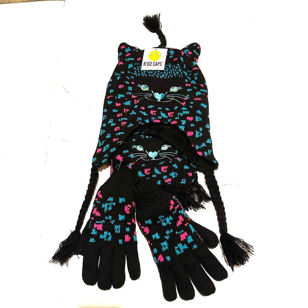NWT N'ICE Caps Cozy Winter Accessory Set Hat Gloves and Scarf Girls OS